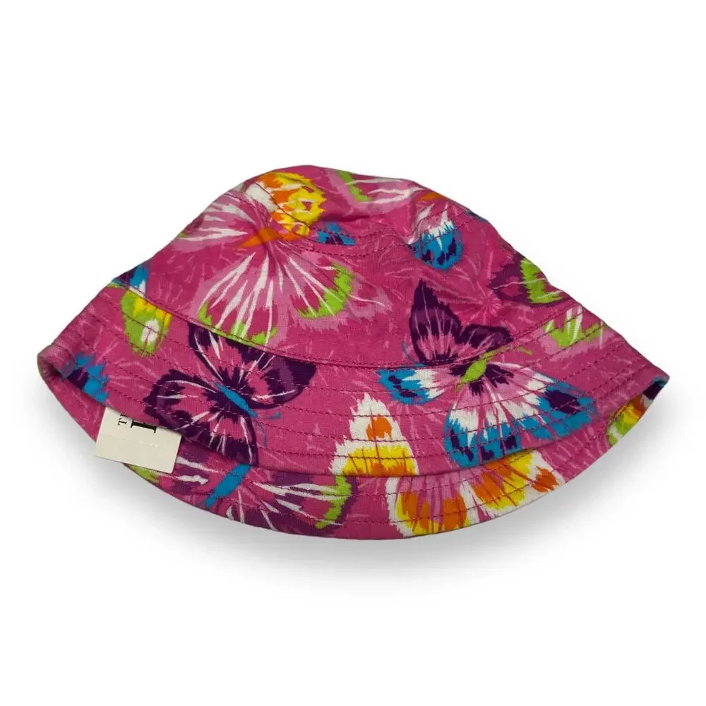 The Children's Place‎ Girls Hat 0-6 Mo Pink Butterfly Print Bucket Colorful NEWD